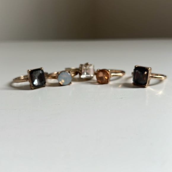 Set a five gold gemstone stackable rings Size 7 - Picture 11 of 15
